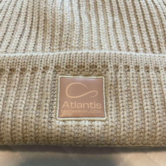 Atlantis Headwear Sustainable Beanie 100% Recycled Poly Chunky Knit Cuff Tan - Picture 7 of 12